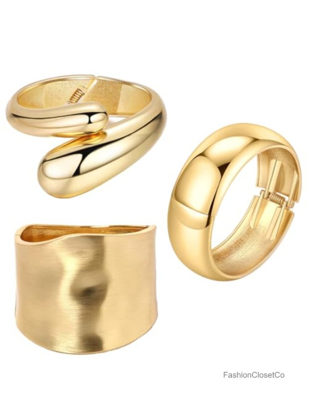 Chunky Cuff Bracelets for Women Hammered Zinc Alloy Open Bangle Set